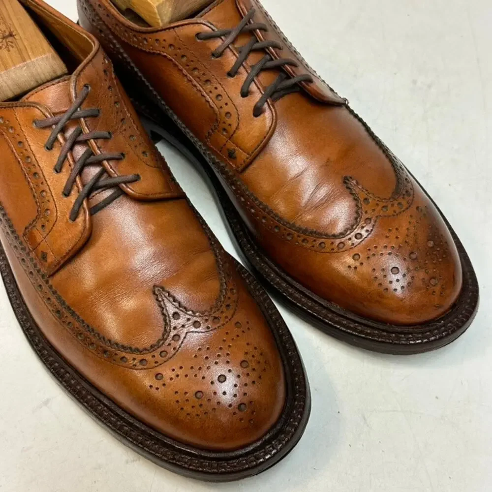 NEW HEELS Grant Stone Longwing Derby Brogue Longwing Chestnut Calf 8.5 D